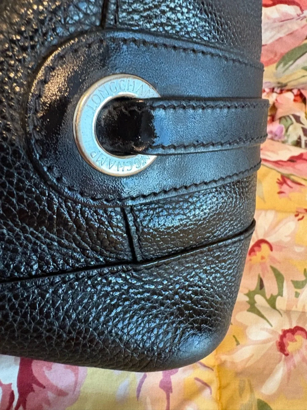 Longchamp Black Leather Bag ~ Forelli Style - Picture 6 of 12